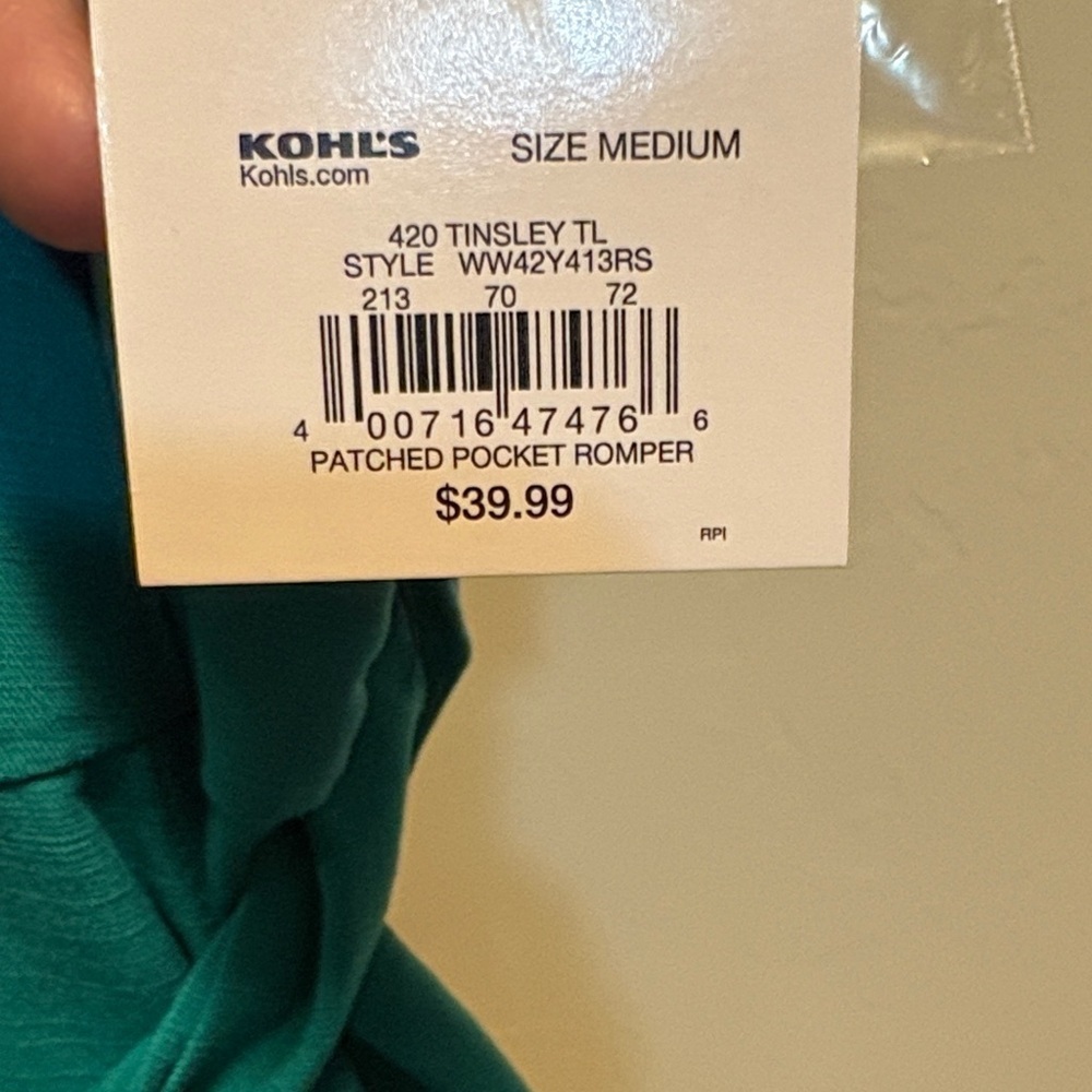 Nine West Teal Button-Front Romper with Tie Waist - Picture 2 of 8